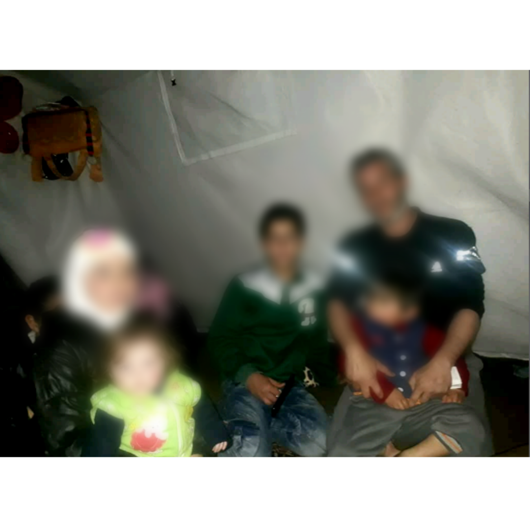 A family of six children living in a poor tent