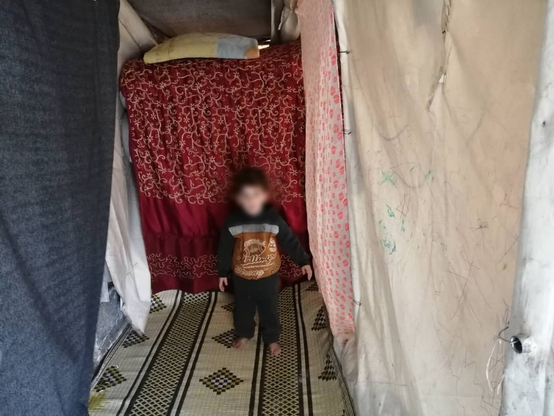 A family lives in a tent with no income