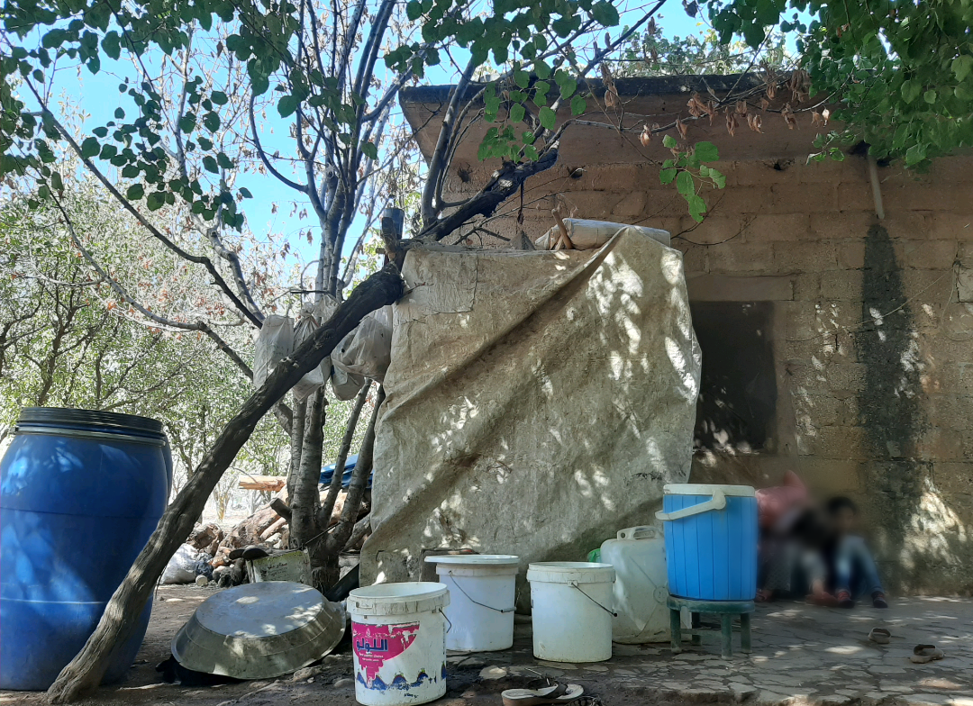 A displaced family of twelve members.