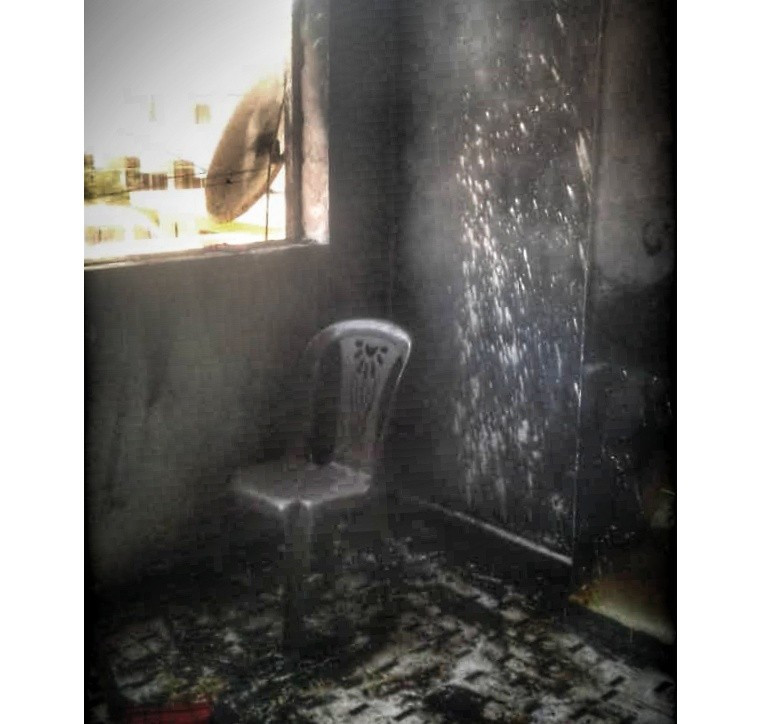 A displaced family, their house was burned by fire accident