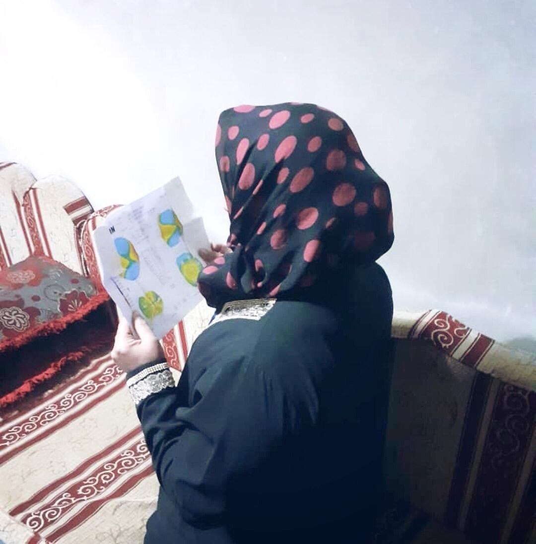 A woman with vision impairments