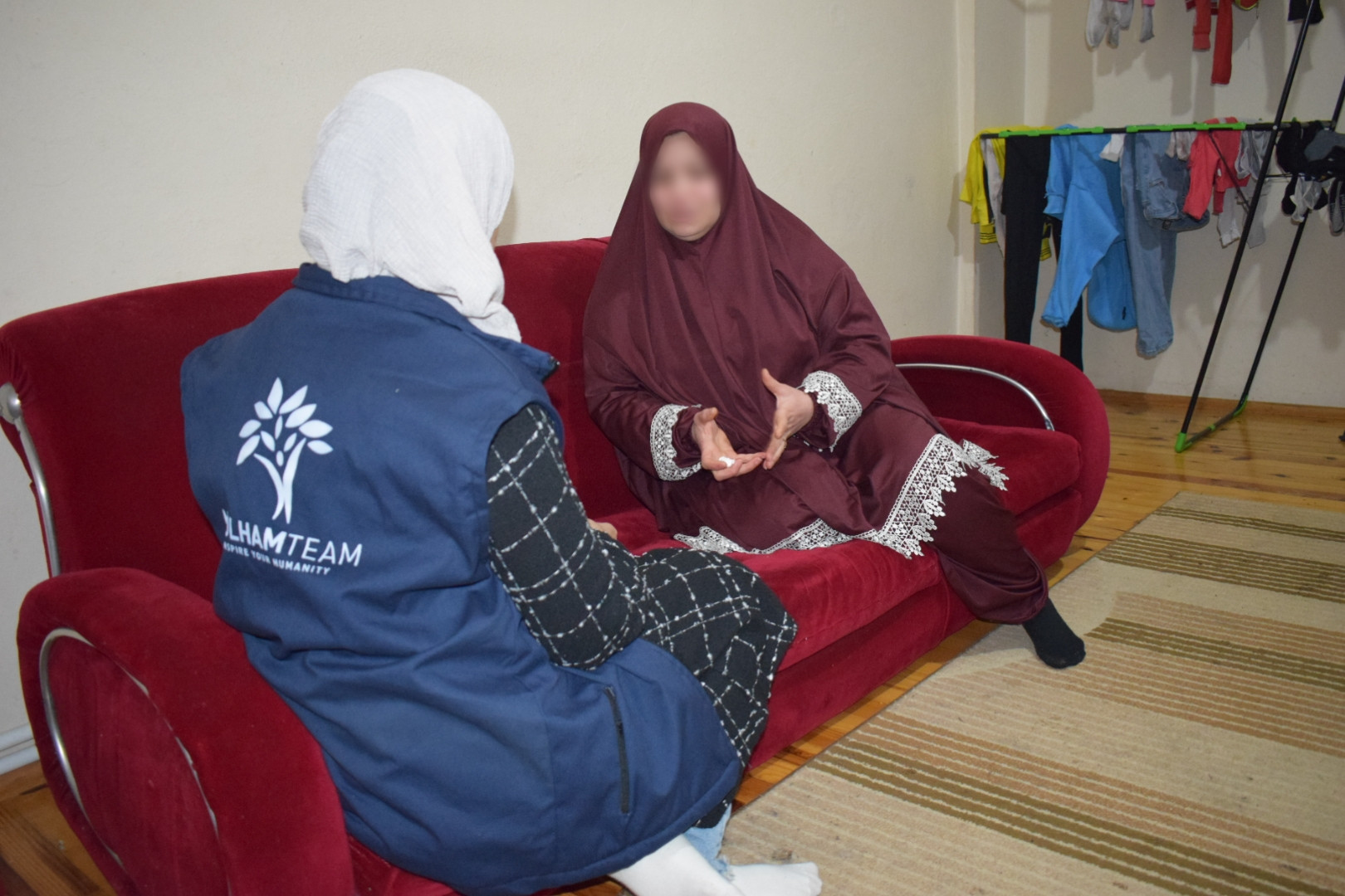 A family displaced due to the earthquake.