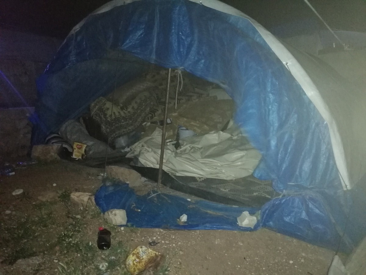 A family lives in a tent