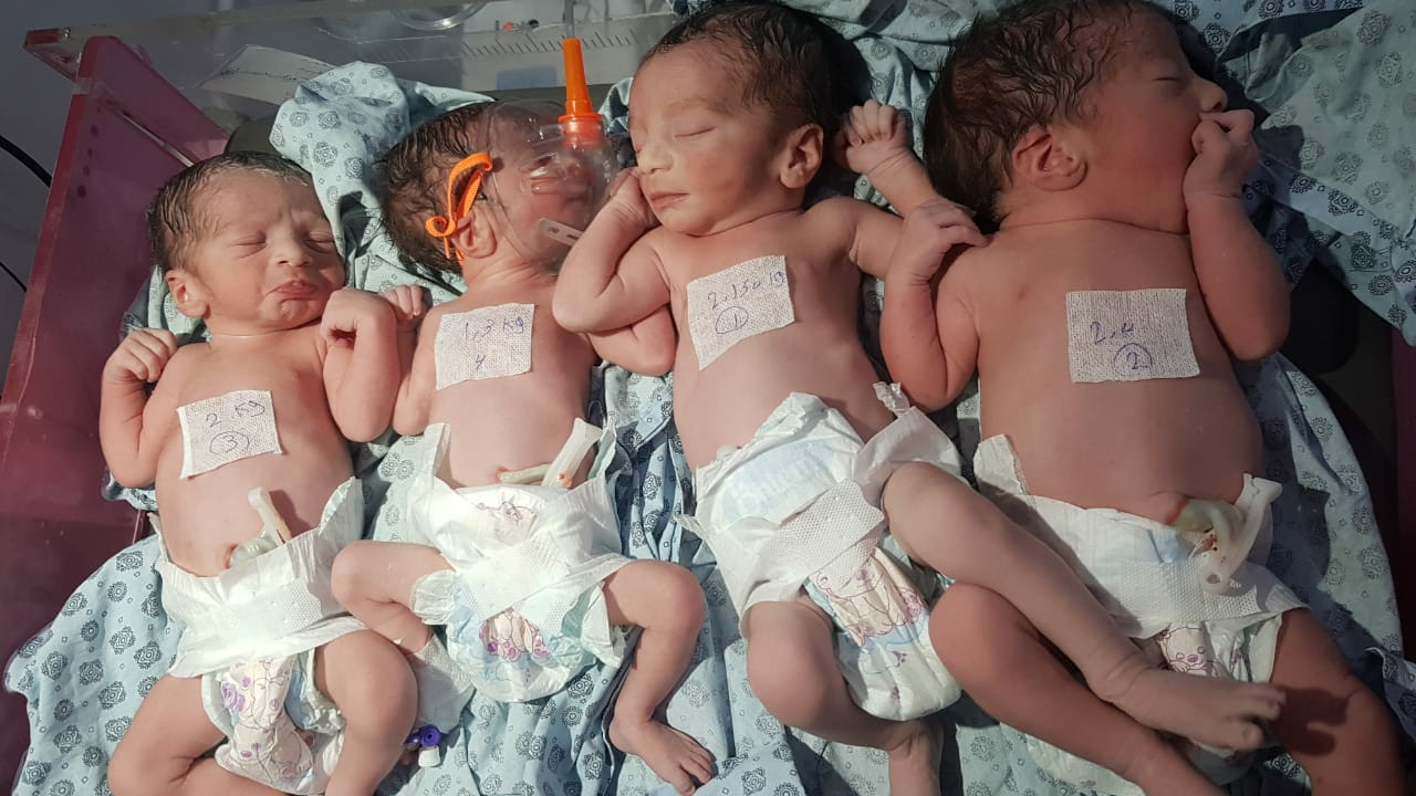 She gave birth to a quadruplets at once!