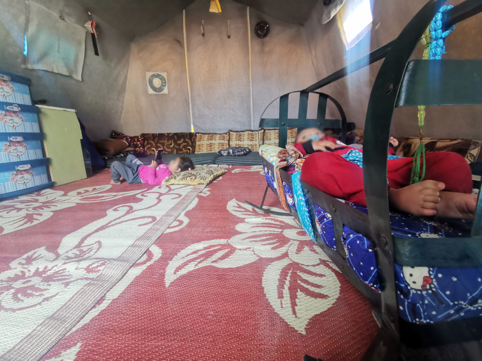 The family lives in a flimsy tent!