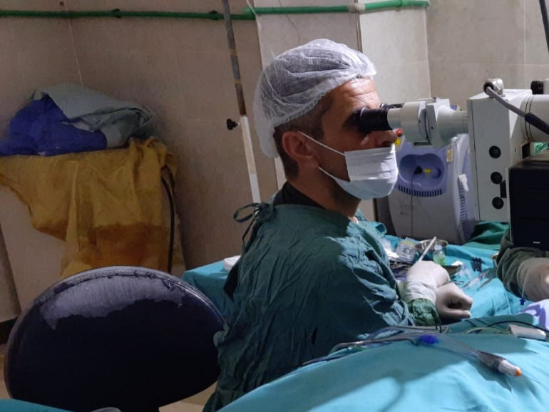 Isam is a displaced man needs eye surgery
