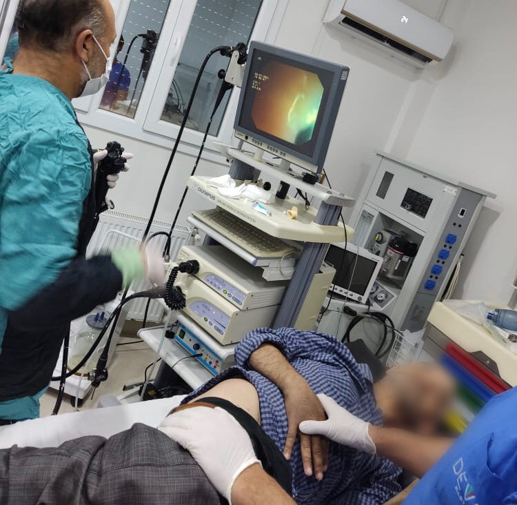He suffers from gastric hemorrhage and needs treatment
