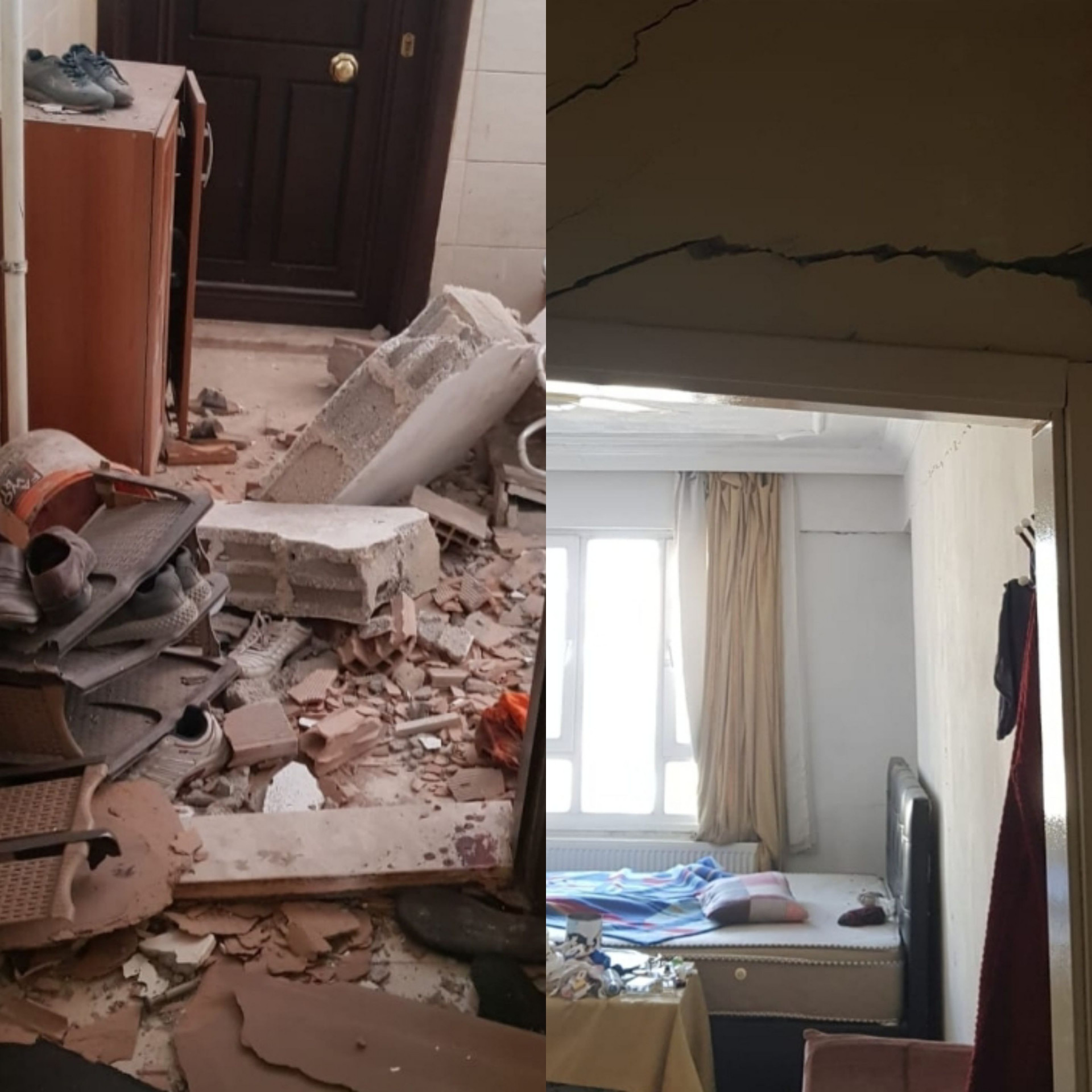 A family who came out from under the rubble of their house