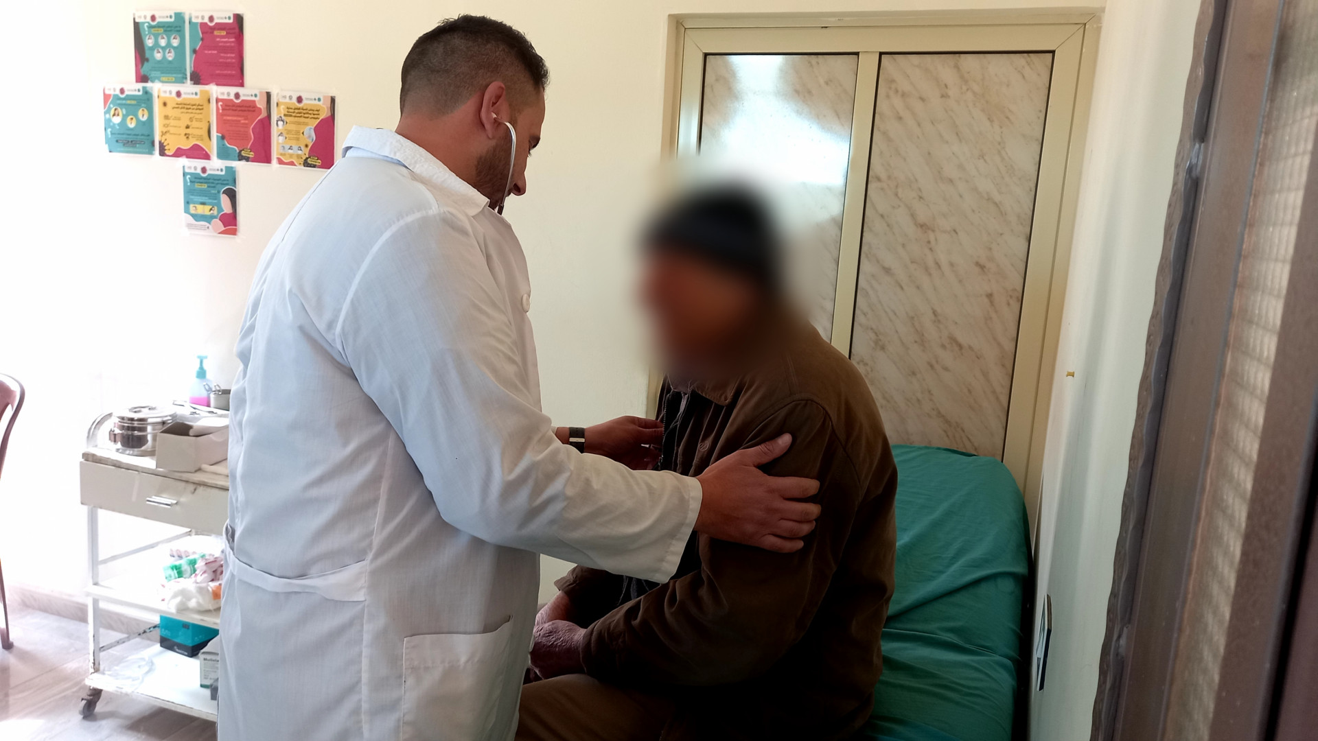 An elderly suffering from a severe inguinal hernia