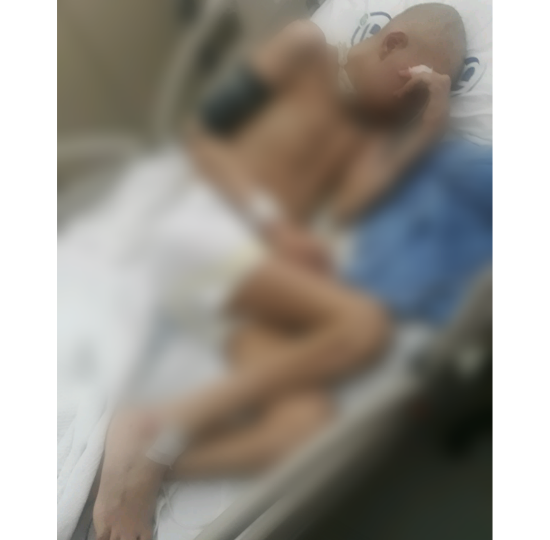 A child gets treatment away from his mother