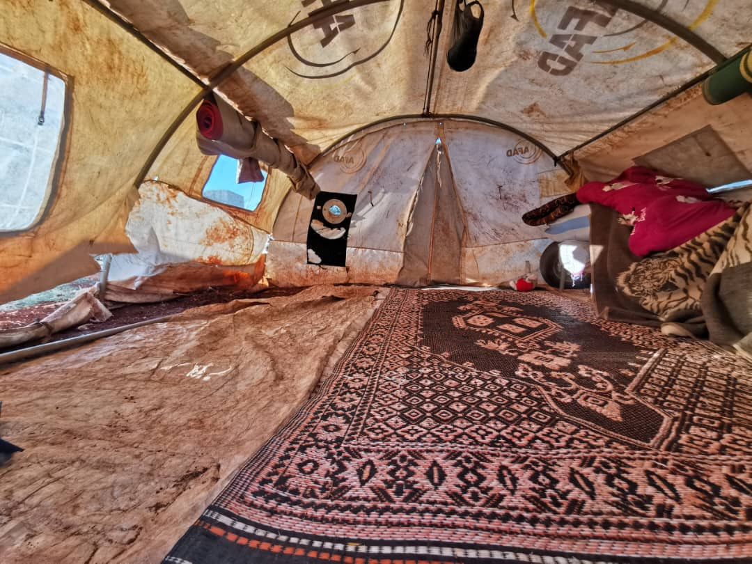 Jumaa's children live in a poor-condition tent that lacks many necessities