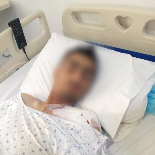 A young man suffers from cancer