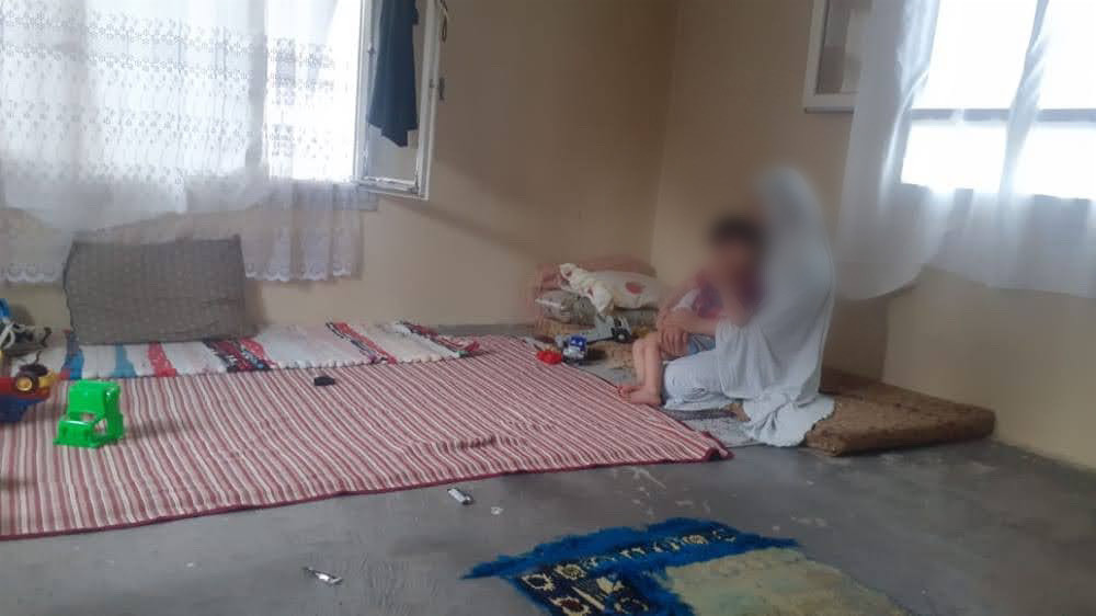 She lives with her child without a breadwinner, in very poor living conditions