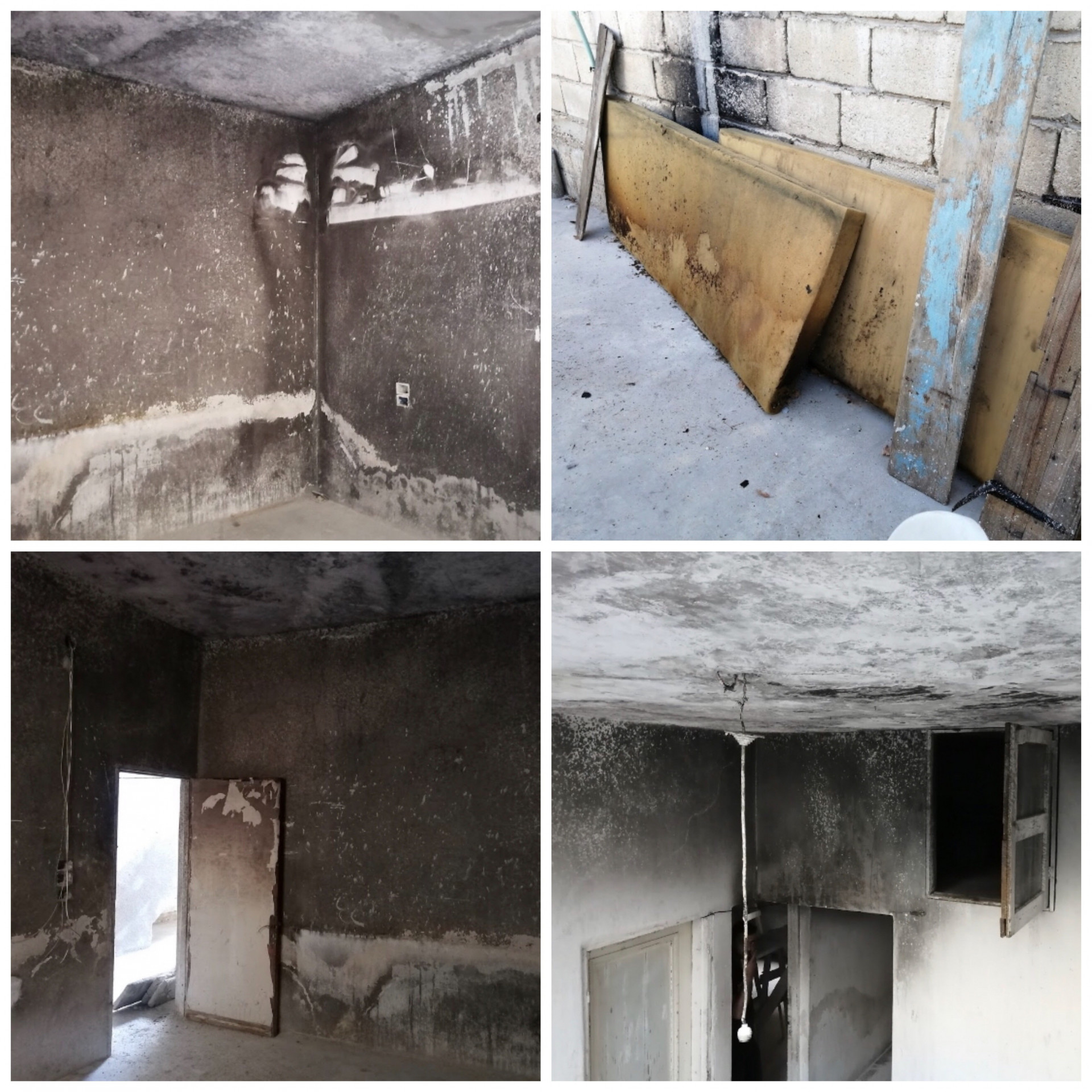 A family whose house was burnt