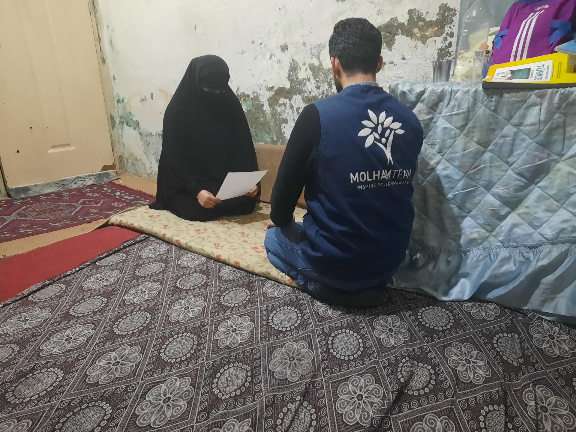 After displacement, the family is suffering from harsh living conditions