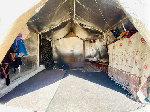 A family of 12 people in one tent with no breadwinner!