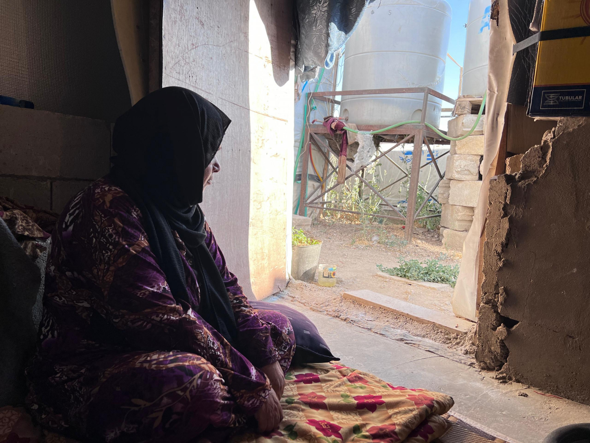 A family living in harsh living conditions.