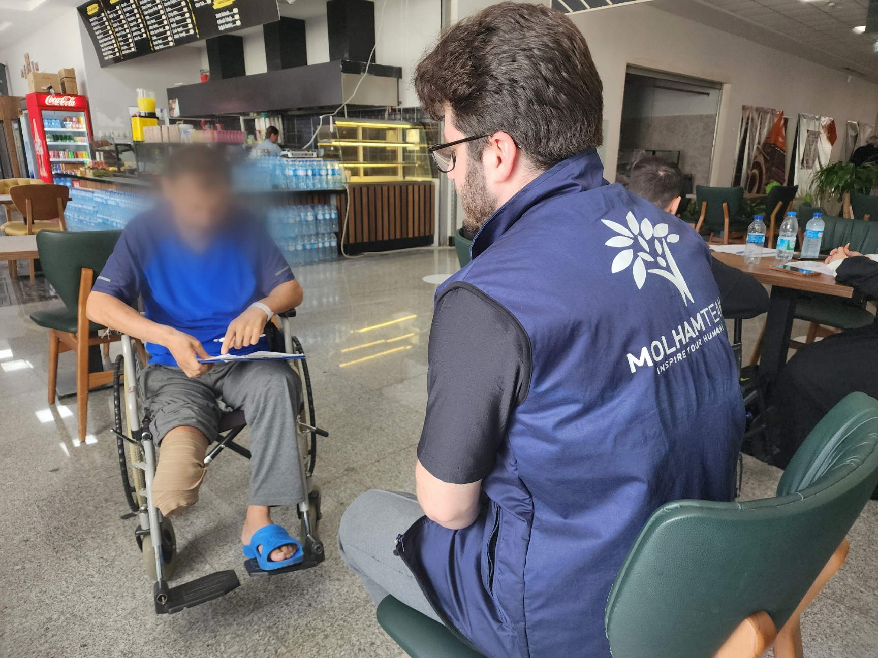 The earthquake took a member from their small family, his right leg, leaving him unable to work