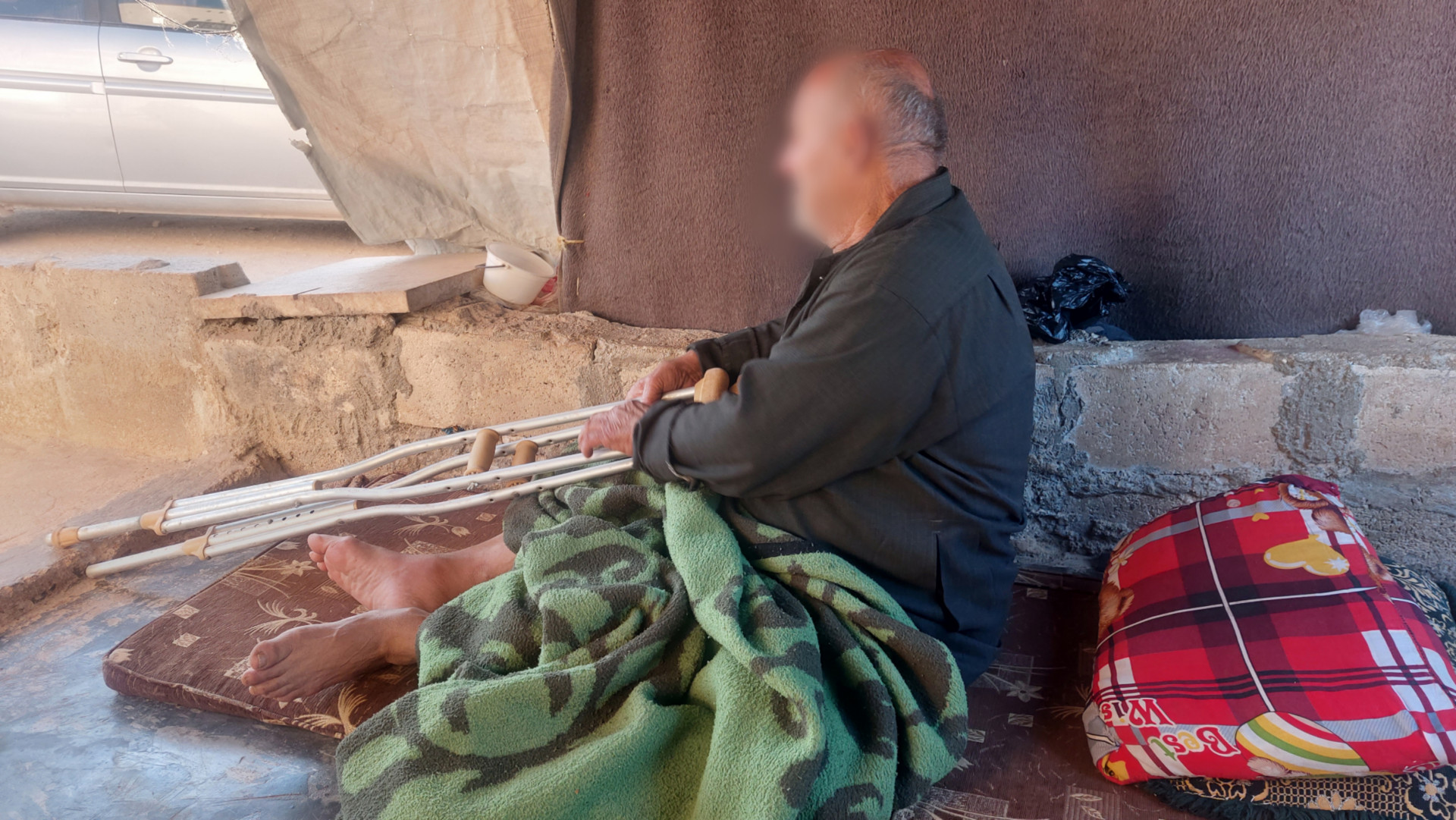 He has several diseases and a fractured foot, and his family's living situation is terrible.