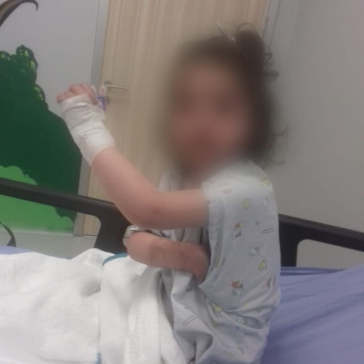A child suffers from heart diseases
