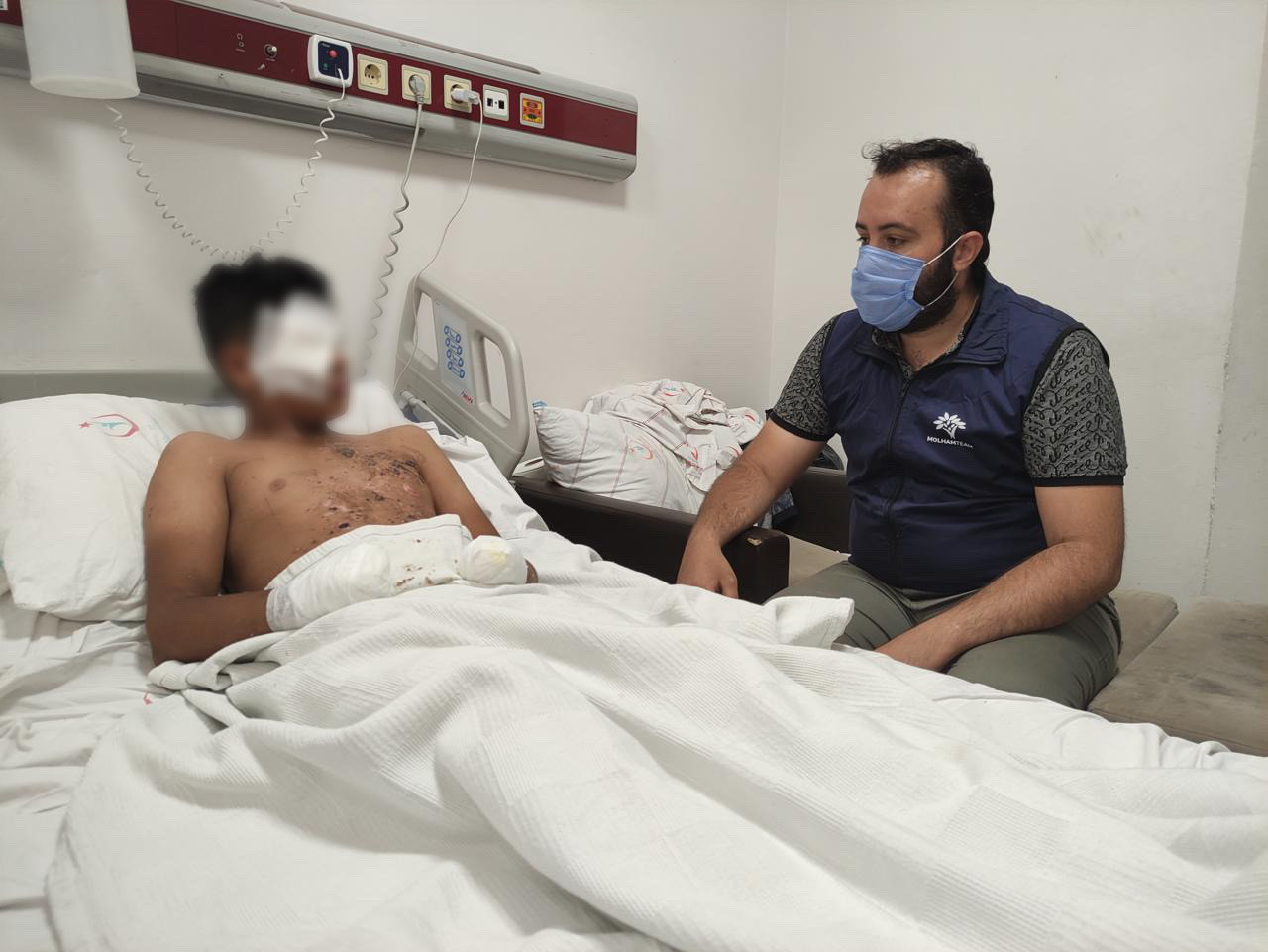 He lost his hands and his eye during work due to a mine explosion ... He needs treatment expenses.