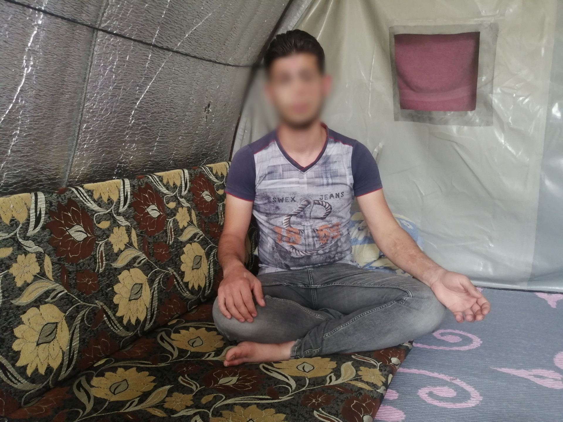 He is injured by shrapnel and can't work