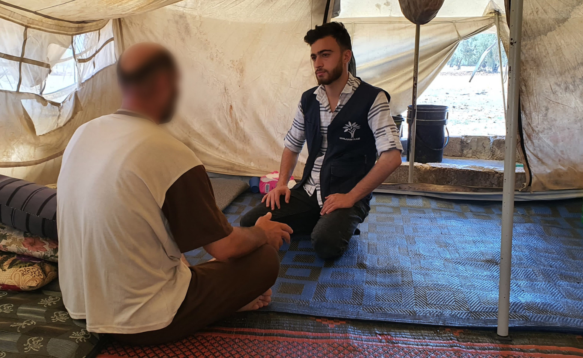 Haitham lives in a random tent with his family and is waiting for your support to ease his worries.
