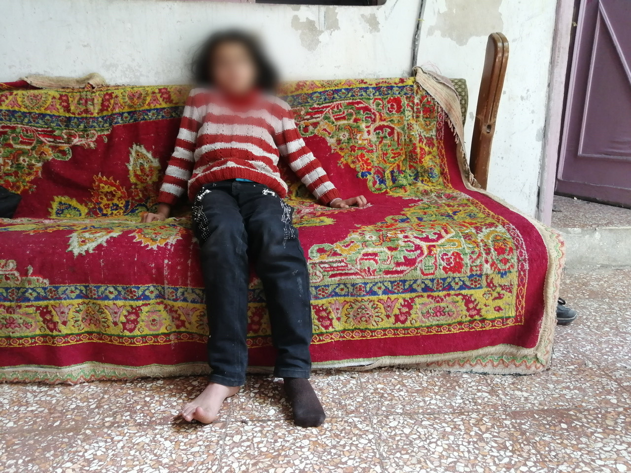 A girl who had a car accident needs help in securing medical shoes