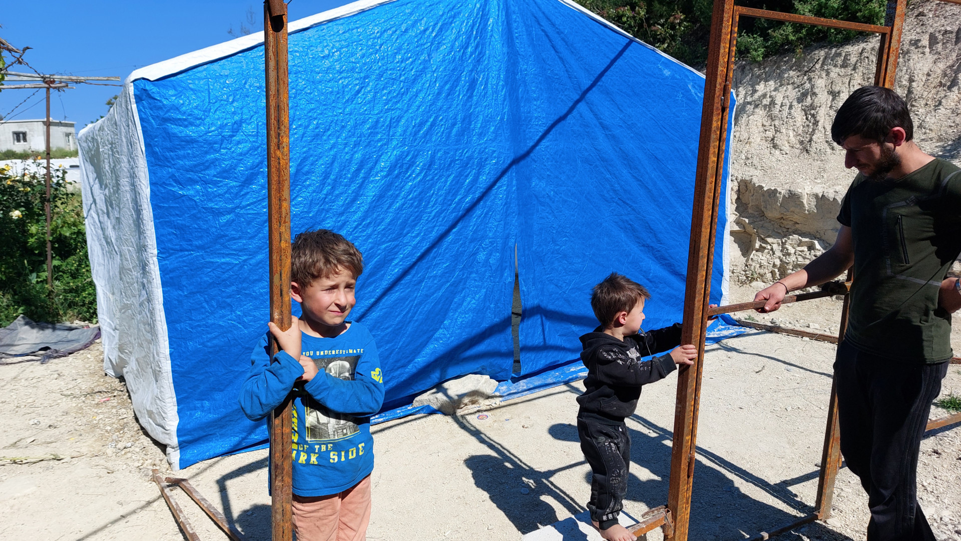 They lost their home and took shelter in a tent.