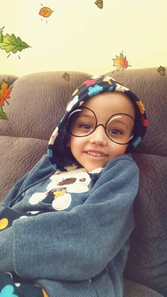 Child girl suffering of a lymphatic leukemia