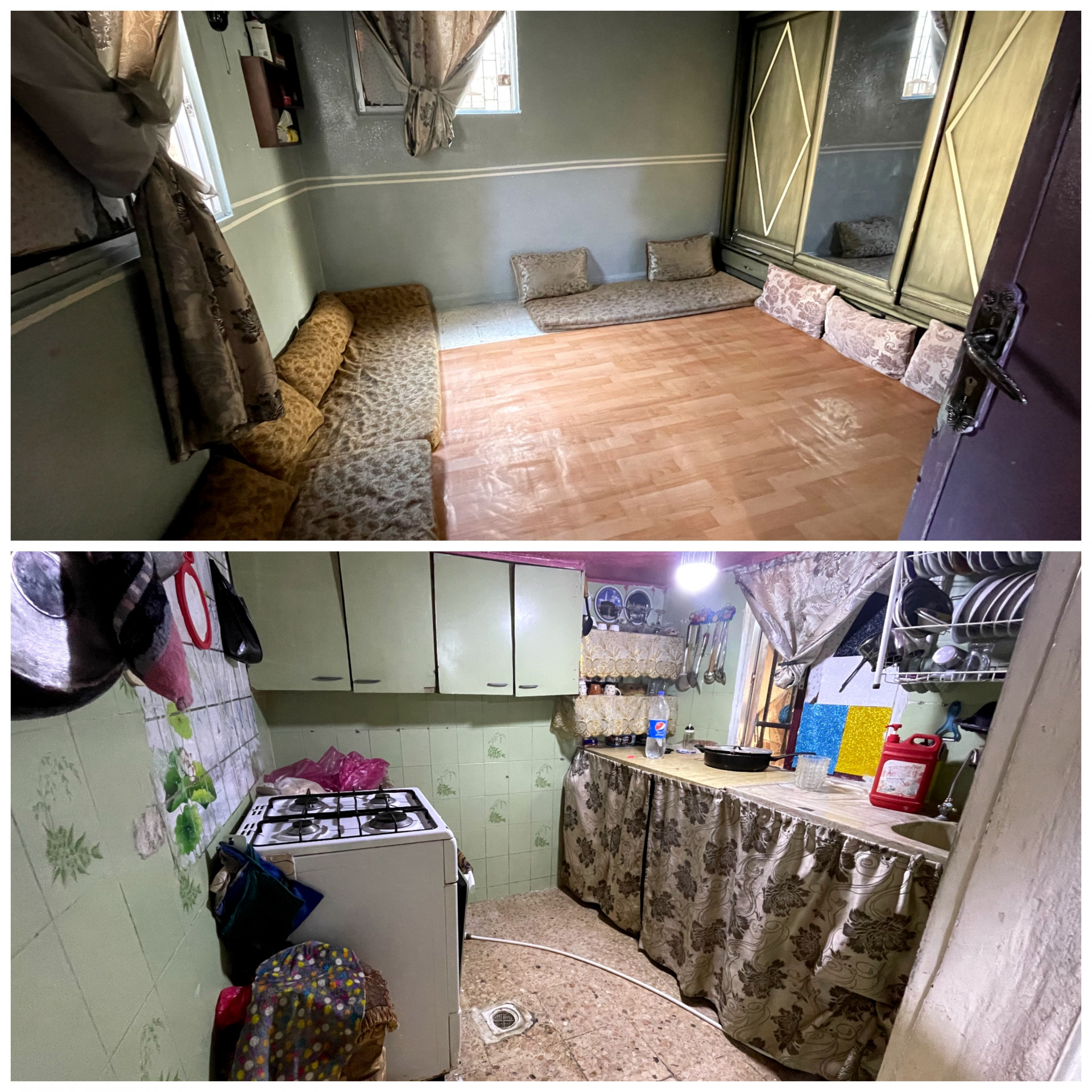 A family lives in a small rent house lacking all basic needs.