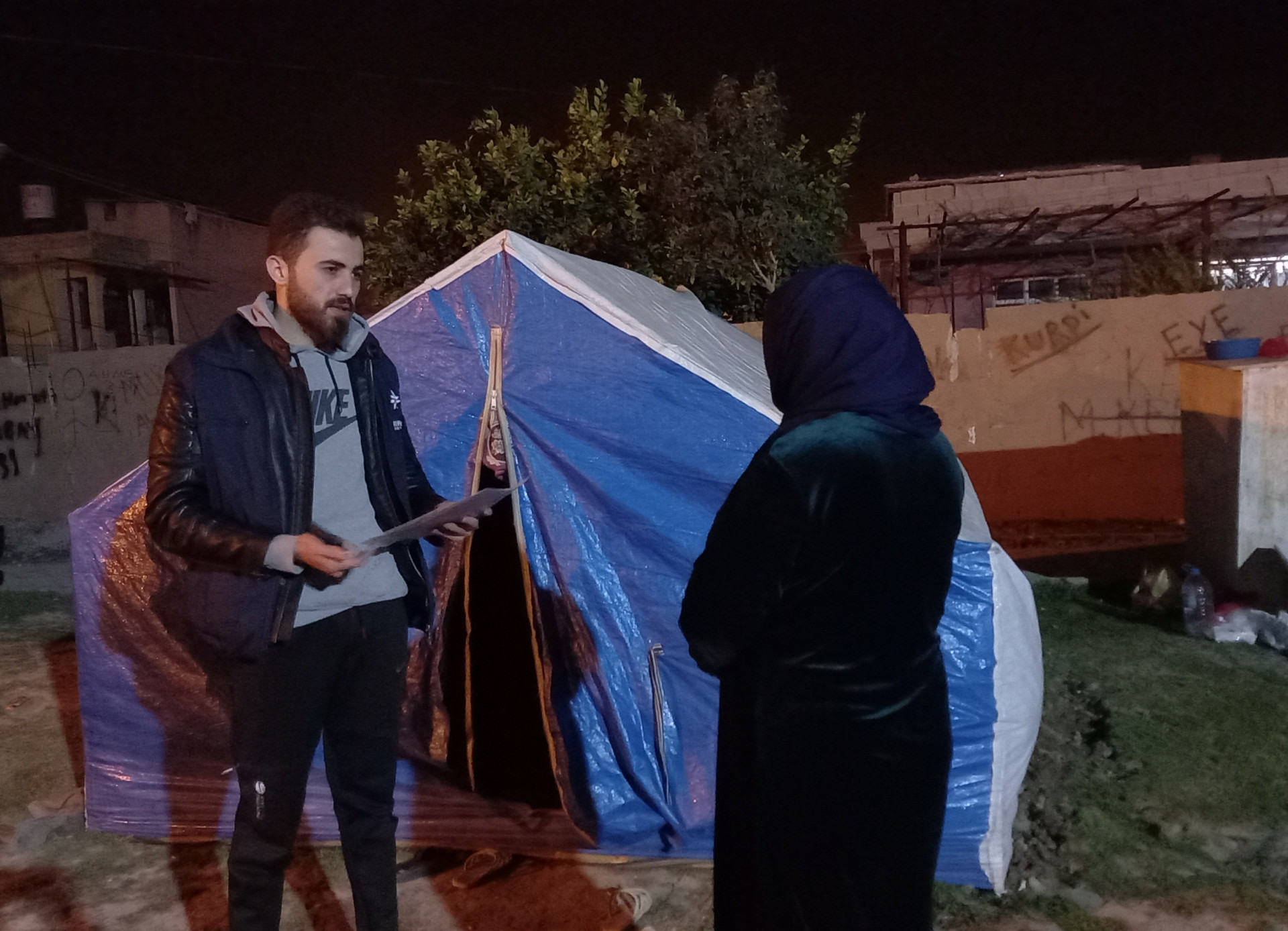Yasmine's family live in a dark tent in harsh conditions.