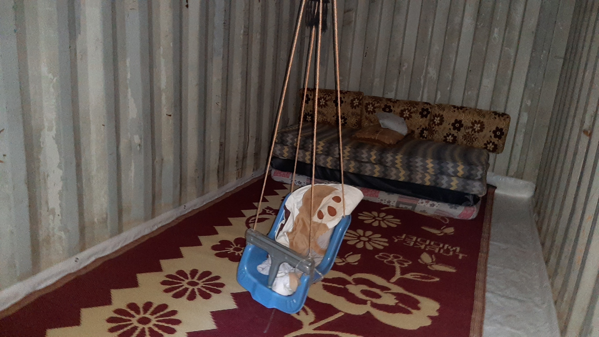 They were displaced into a caravan