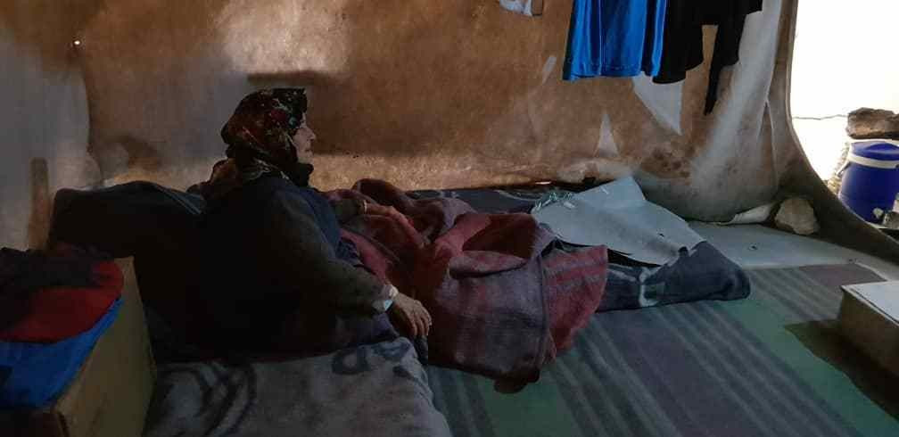 An elderly woman was displaced needs help