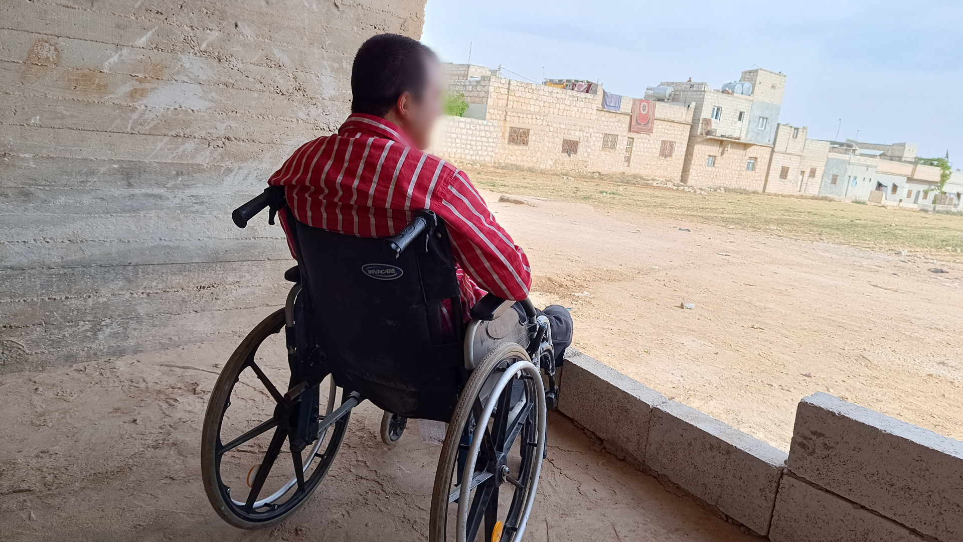 The bombing leaves Huthaifa unable to support himself and his wife.