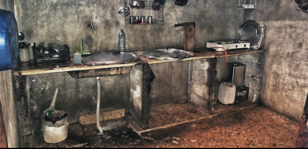 A family living in a house without doors!