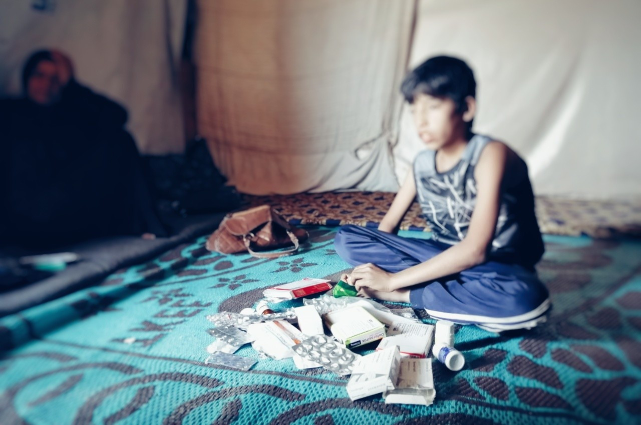a sick child collects the nylon for living!