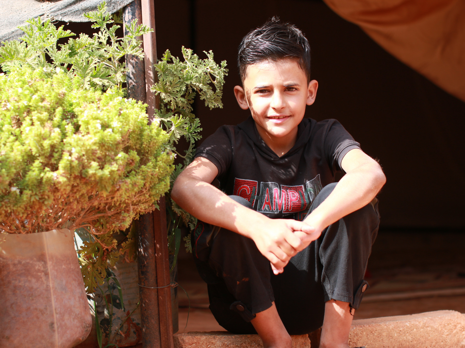 Hamza is an orphan living in a small tent!